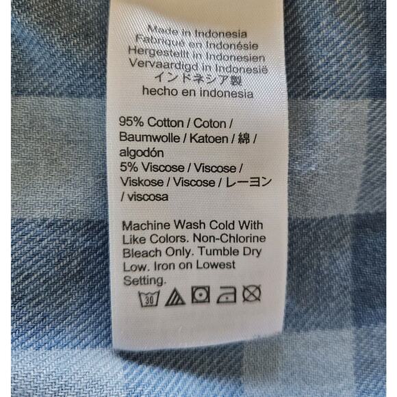 J. CREW Women's 8 Shirt Blue Buffalo Check Button Up, Long Sleeve Bust 40" - Picture 9 of 9